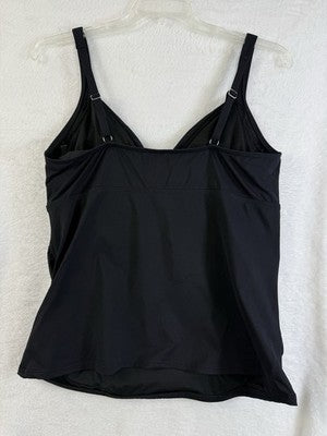 Lands End Tankini Top 16 Black Sweetheart Wrap Underwire Womens Swim Swimwear