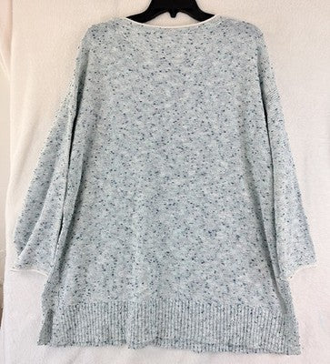 T By Talbots 2X Tops Sweater Crew Neck Long Sleeve Blue Cotton