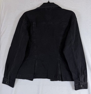 Gap Denim Jacket Women Large Petite Jean Peplum Black Wash New NWT