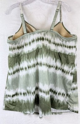 Cacique Swim 26 Tankini Top Bottom Set Green 44DDD Underwire Swimsuit Womens