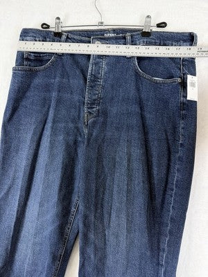 Old Navy Sky Hi Straight Leg Jeans 16 Button Fly Extra High Rise Blue Women NEW