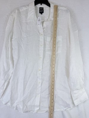 Gap 100% Linen Shirt XL Tall Womens Off White Button Up Top Long Sleeve New NWT