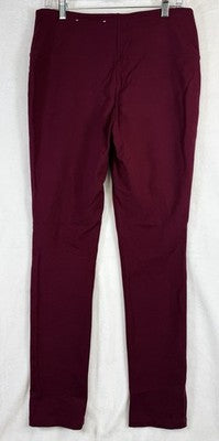 Liz Claiborne Lori Leggings Large Burgundy Red Women Slimming Pull On Ponte Knit