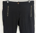 Ann Taylor Loft Ponte Knit Pants 10 Petite Womens Black Gold Zip Pockets 10P