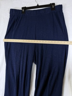 Eileen Fisher Lantern Pants Large Blue Hemp Organic Cotton Pull On Knit Women