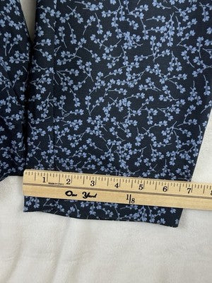 J Jill Pants 12 Blue Floral Print Cotton Stretch Pull On