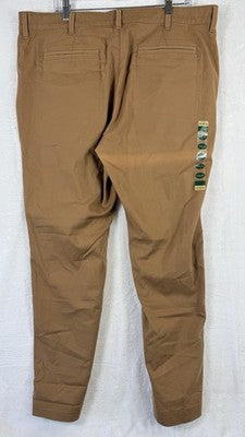 LL Bean Comfort Stretch Chino Pants 40x29  Mens Brown New *FlawRead