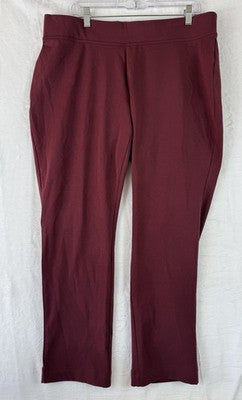 Lands End Starfish Slim Leg Pants 1X Burgundy Knit Pull On Plus Size Womens