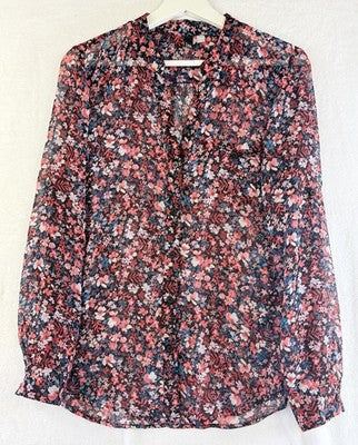 Kut From The Kloth Tops Small Long Sleeve Floral Sheer Button Up Womens
