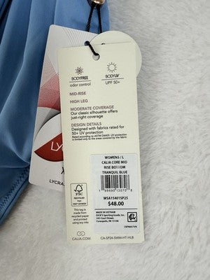 Calia Swim Bottom Large Womens Blue Core Mid Rise Bikini Swimwear New NWT