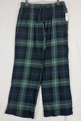 Old Navy Flannel Pajama Pants Womens Medium Petite Green Blue Plaid PJ New NWT