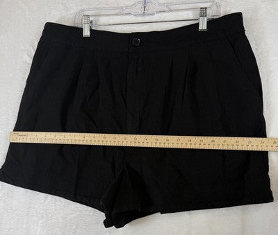 Joie Shorts XL Womens Black High Rise Cotton Linen Pleated