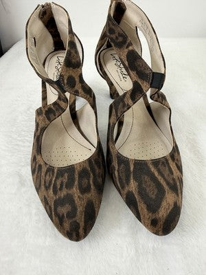 LifeStride Giovanna 2 Pump 9.5 Women Heels Leopard Print Heels Ankle Strap Flex