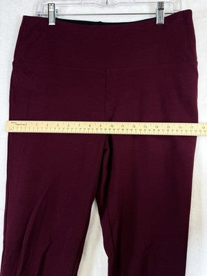 Liz Claiborne Lori Leggings Large Burgundy Red Women Slimming Pull On Ponte Knit