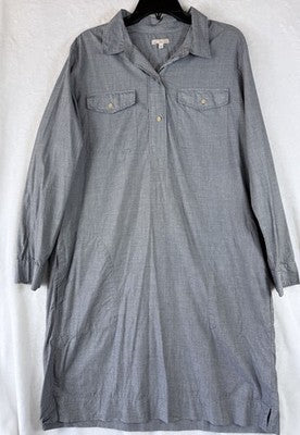 Gap Shirt Dress XL Women Gray 100% Cotton Midi Long Sleeve