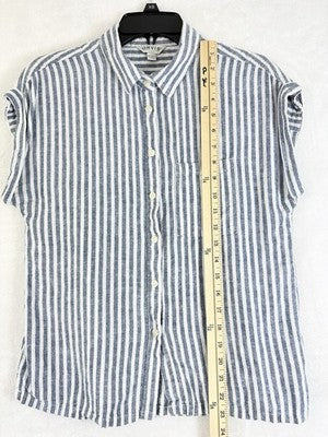 Orvis Womens Tops XS 100% Line Button Down Blue White Striped Sleeveless
