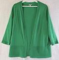 Talbots Cardigan Sweater Small Petite Green Open Front Womens SP 100% Cotton