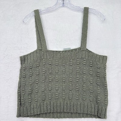 Uncharted Threads Womens XL Green Textured Knit Cami Sweater Crop Top Boho New
