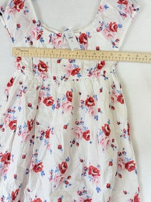 Gap Kids Babydoll Dress Large 10 White Pink Floral 100% Cotton Girls New NWT