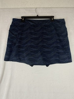 LL Bean Swimsuit Bottom XL Womens Skort Skirt W/ Shorts Blue Swim Tankini