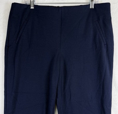 Chicos Size 2.5 Pants Ankle Ponte Pull On Navy Blue Knit Womens Large