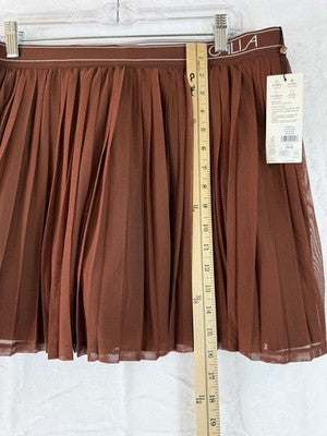 Calia Pleated Tennis Skort XL Brown Pull On 15” High Rise Womens New NWT