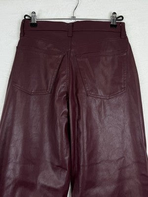 Universal Thread Faux Leather Pants 2 Women Burgundy Red Mid Rise 90s Baggy NEW