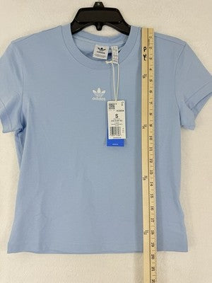 Adidas Originals T Shirt Small Womens Blue Slim Tee Embroidered New NWT