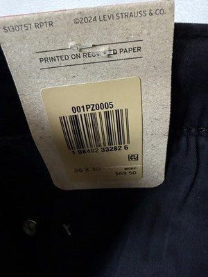 Levis 318 Shaping Wide Leg Jeans 26 Womens Black 26x30 Levi’s New NWT