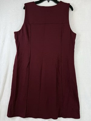 J Jill Dress Large Petite Ponte Knit Sleeveless Burgundy Red Womens
