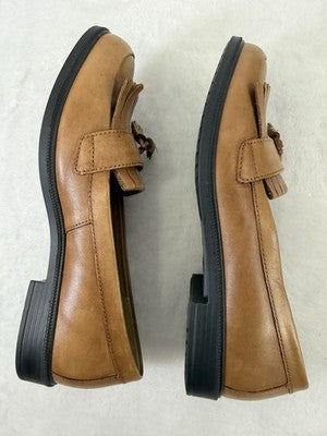 Hotter Shoes Womens 8 US Hamlet Loafers Leather Tassle Slip On Cognac Brown