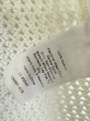 Talbots Cardigan Sweater Size P Petite Small Ivory 100% Cotton Open Knit Front