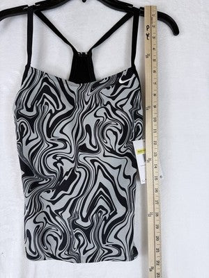 Nike Swim Tankini Top Small Womens Black Gray Racer Back Swimsuit New NWT