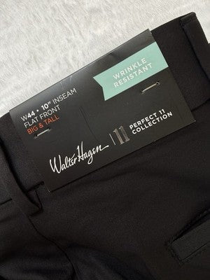 Walter Hagen Golf Shorts 44 Black Perfect 11 Mens 10” Big Tall New NWT
