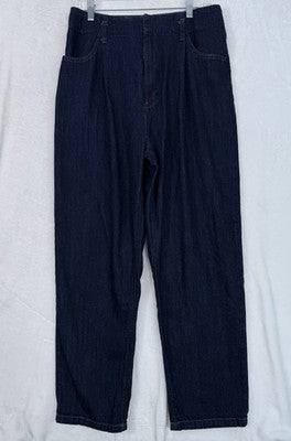 Uniqlo Jeans Womens 10 Relaxed Fit Tapered High Rise Dark Blue Denim