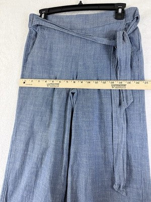 J Crew Crop Pants 4 Blue Chambray Lightweight Pull On 100% Cotton Womens