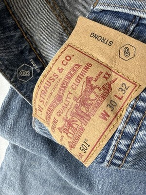 Levis 501 Skateboarding Jeans Mens Button Fly Strong 30x32 Blue Straight Leg