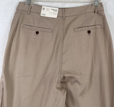 Ana Highest Rise Tapered Linen Blend Pants 10 Pleated Khaki Tan Womens NWT