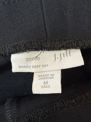 J Jill Barely Boot Cut Ponte Pants Medium Tall Womens Black Pull On Knit