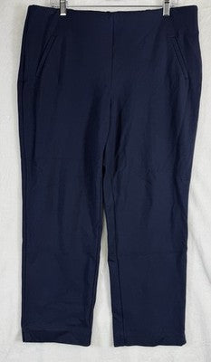 Chicos Size 2.5 Pants Ankle Ponte Pull On Navy Blue Knit Womens Large