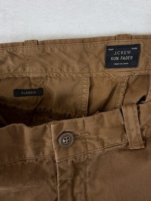 J Crew Sun Faded Pants Mens 32x30 Classic Fit Chinos Brown 100% Cotton