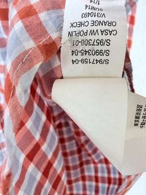 Gap Classic Fit Shirt Large Red Blue Check Poplin Button Down Mens Long Sleeve