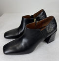 VIONIC Ankle Booties Black 7 Crocodile Block Heel Linda Leather Shorties Croc