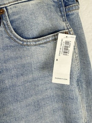Old Navy Jeans 8 Crop Flare Blue Raw Hem Womens New