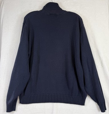 Vintage LL Bean Sweater Womens XL Made In USA Turtleneck Blue 100% Cotton 90s