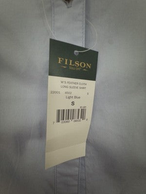 CC Filson Feather Cloth Shirt Small Women Blue Button Up Long Sleeve Top New NWT