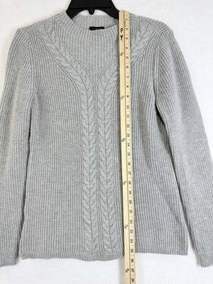 Talbots Sweater Small Lambswool Cable Knit Gray Wool Womens