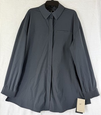 Nike 24.7 Perfect Stretch Shirt Small Women Long Sleeve Oversized Black Top NEW