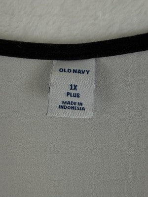 Old Navy Dress 1X Knit Black Floral Long Sleeve Midi Soft Fit Flare Plus Size