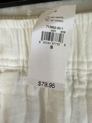 Gap Cotton Gauze Easy Barrel Leg Pants Small Women White Pull On Pockets New NWT